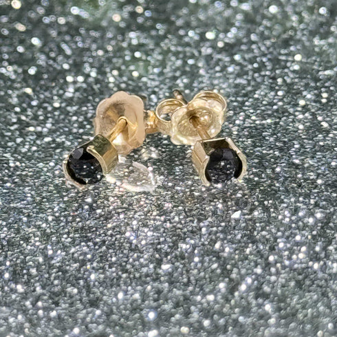 Midnight Whisper: 14K Genuine Black Diamond Stud Earrings Earrings